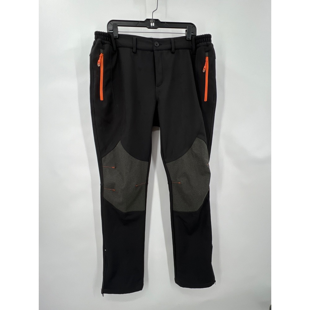 Gash Hao Mens Fleece Lined Hiking‎ Pants Black Orange Zipper Tactical 38x32